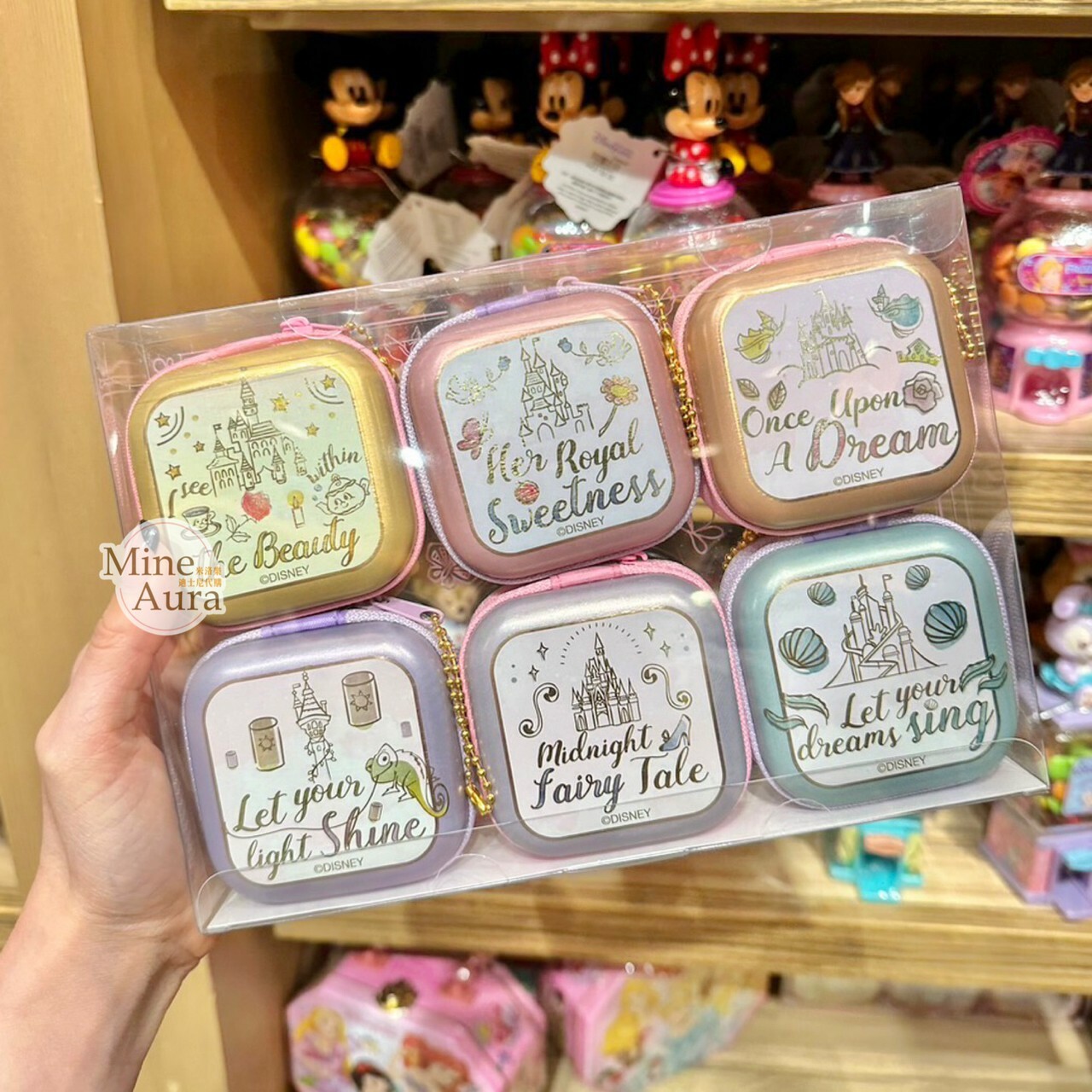 公主系列 Princess Line 手繪風 城堡圖案 拉鍊 方型 糖果盒 6入組 -香港迪士尼樂園
