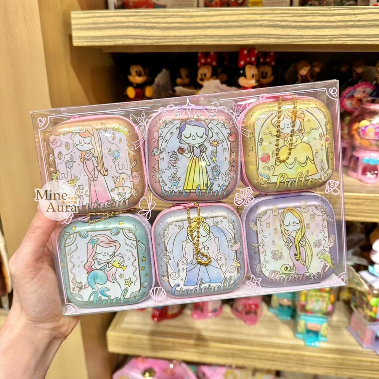 公主系列 Princess Line 手繪風 城堡圖案 拉鍊 方型 糖果盒 6入組 -香港迪士尼樂園