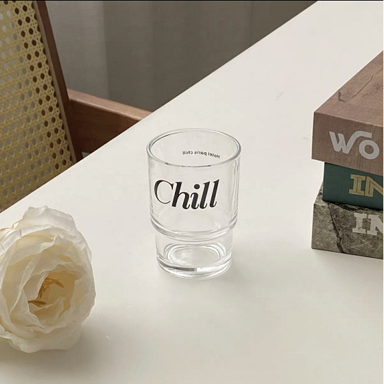 《1804》極簡風字母透明玻璃杯240ML