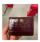 [S] TORY BURCH BLAKE MIXED-MATERIAL MINI WALLET,IMPERIAL GARNET, 140924-639 (STB311)