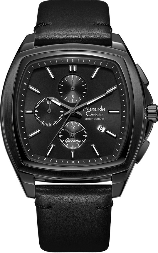 萬年鐘錶 - Alexandre Christie  6616MC系列   方圓美學三眼計時皮革男錶  AC手錶 6616MCLIPBA-SET  錶徑44.5MM