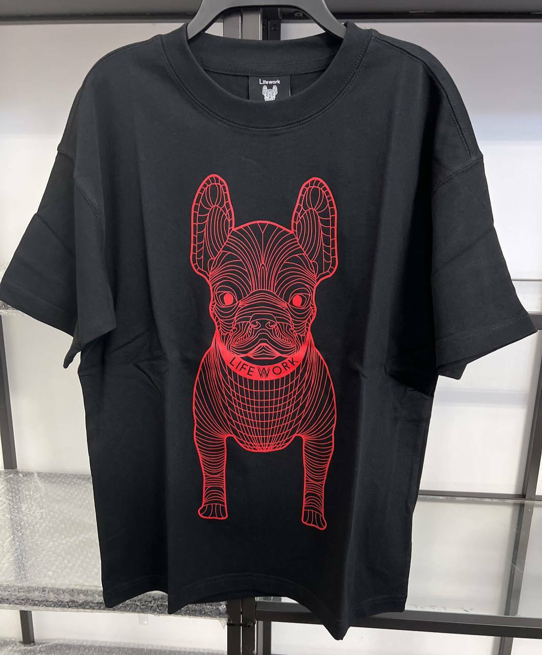[S] LIFEWORK BIG LADOG SHORT SLEEVE T-SHIRT,BLACK, LW225TS990-8-40 [FINAL SALE] (SLW183)