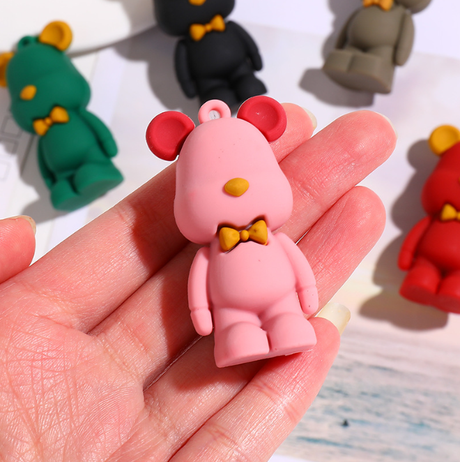 清货 DIY 奶油胶配件 彩色小熊公仔（钥匙扣（4只）