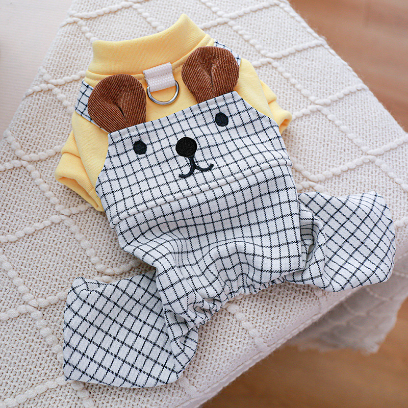 宠物衣服 4脚牵引黄衣白熊假2件裤