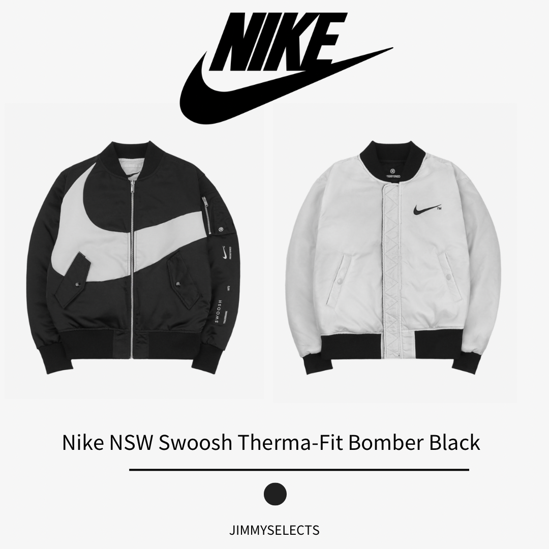 代購  NIKE SWOOSH MA1 外套 黑白  大勾 標語 雙面 飛行外套 DD6056-010