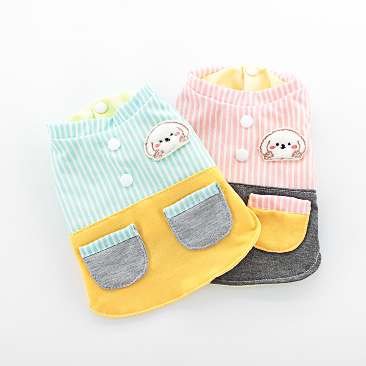 宠物衣服 双色拼接 浅青色，粉色