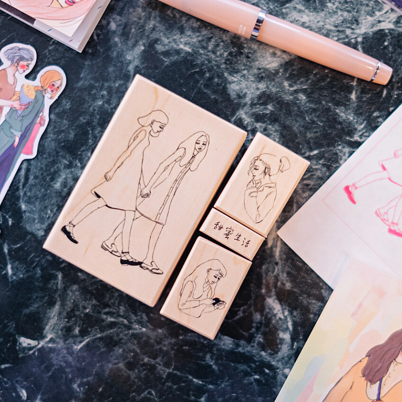 la dolce vita Wooden Stamp Set－You and Me (Taiwanese Stationery Brand)