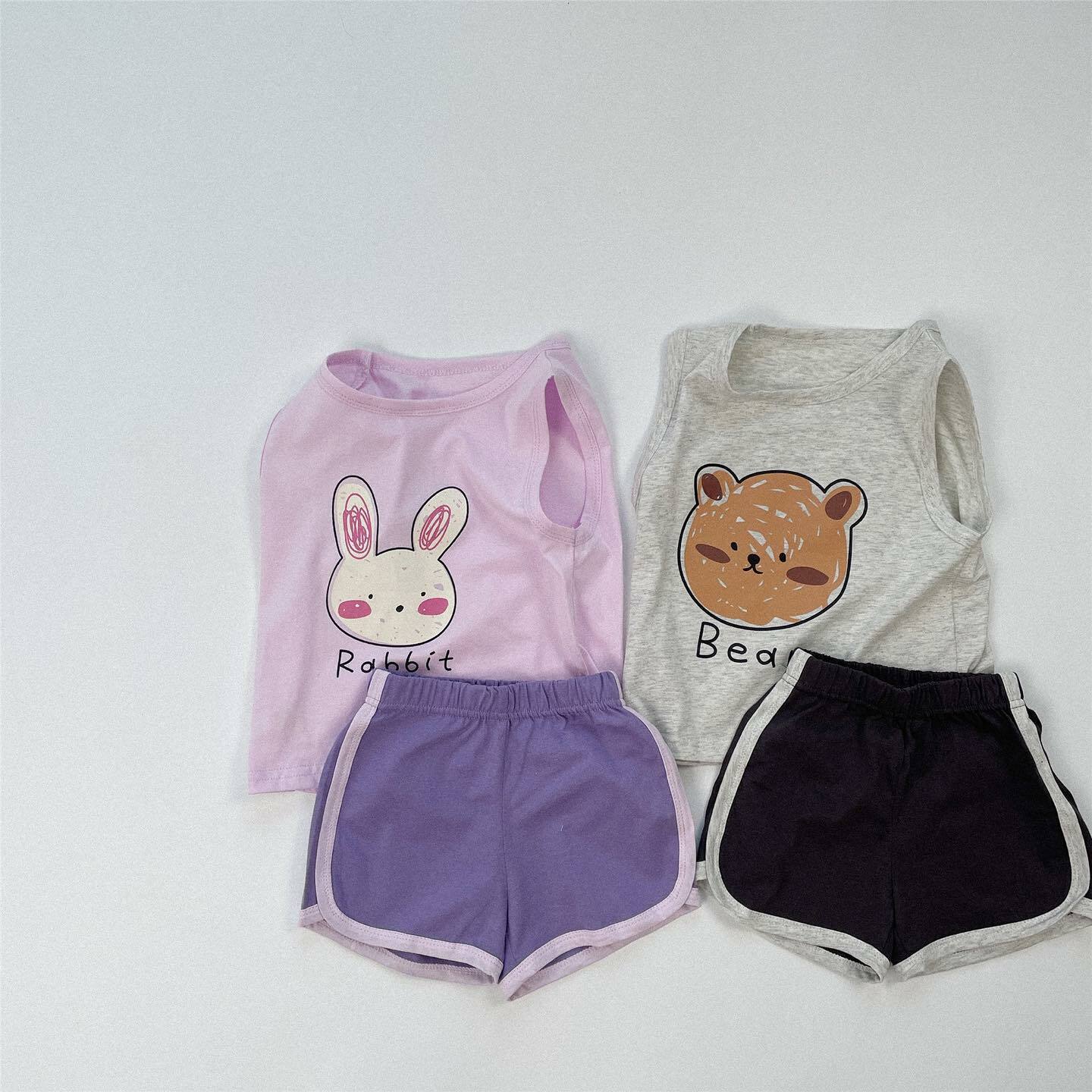 夏季純棉熊兔套裝