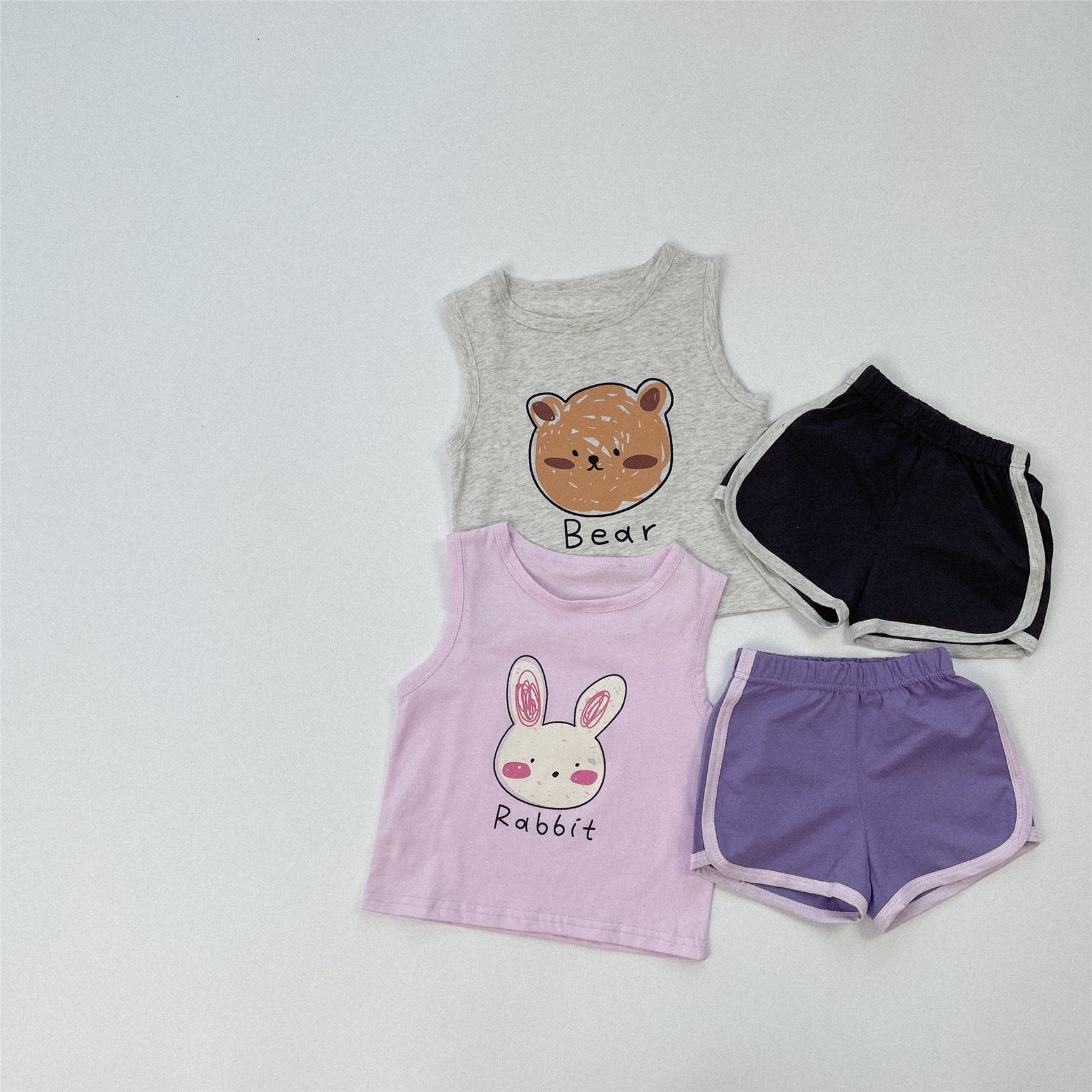 夏季純棉熊兔套裝