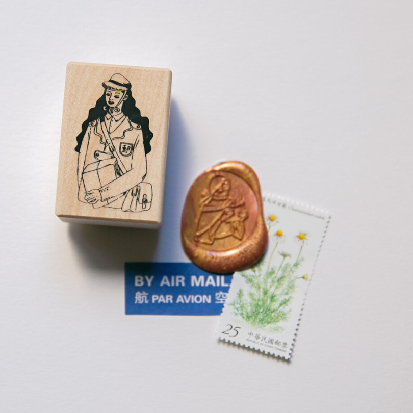 la dolce vita Wooden Stamp－Postgirl | with defects (Taiwanese Stationery Brand)