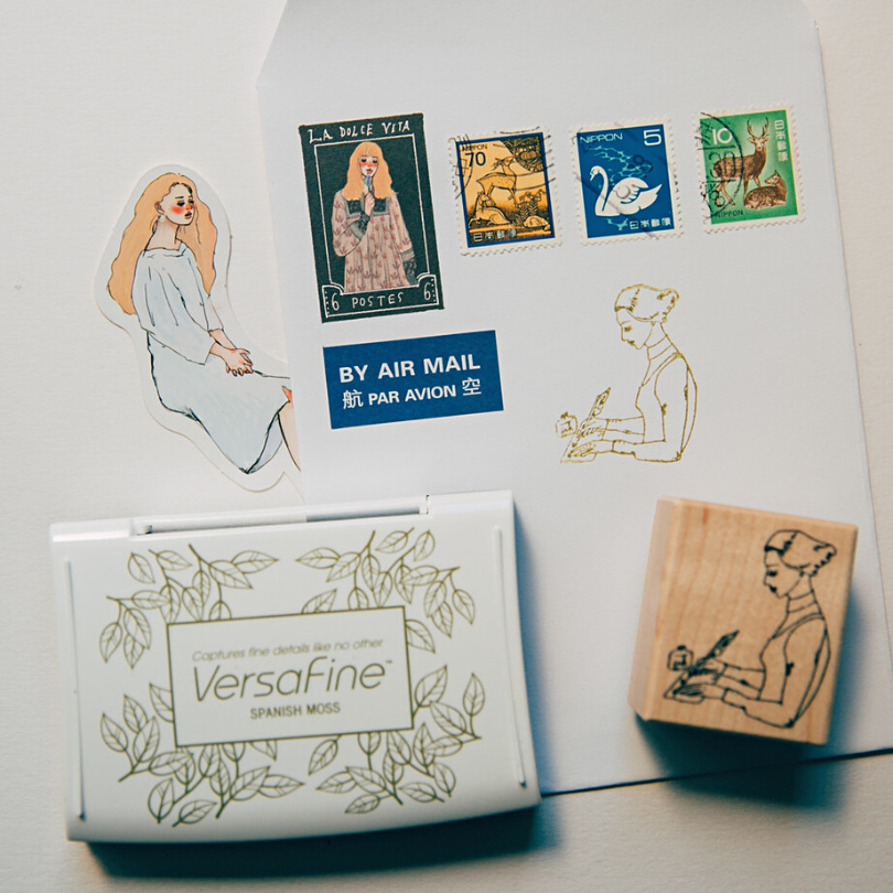 la dolce vita Wooden Stamp－Dip Pen Girl (Taiwanese Stationery Brand)