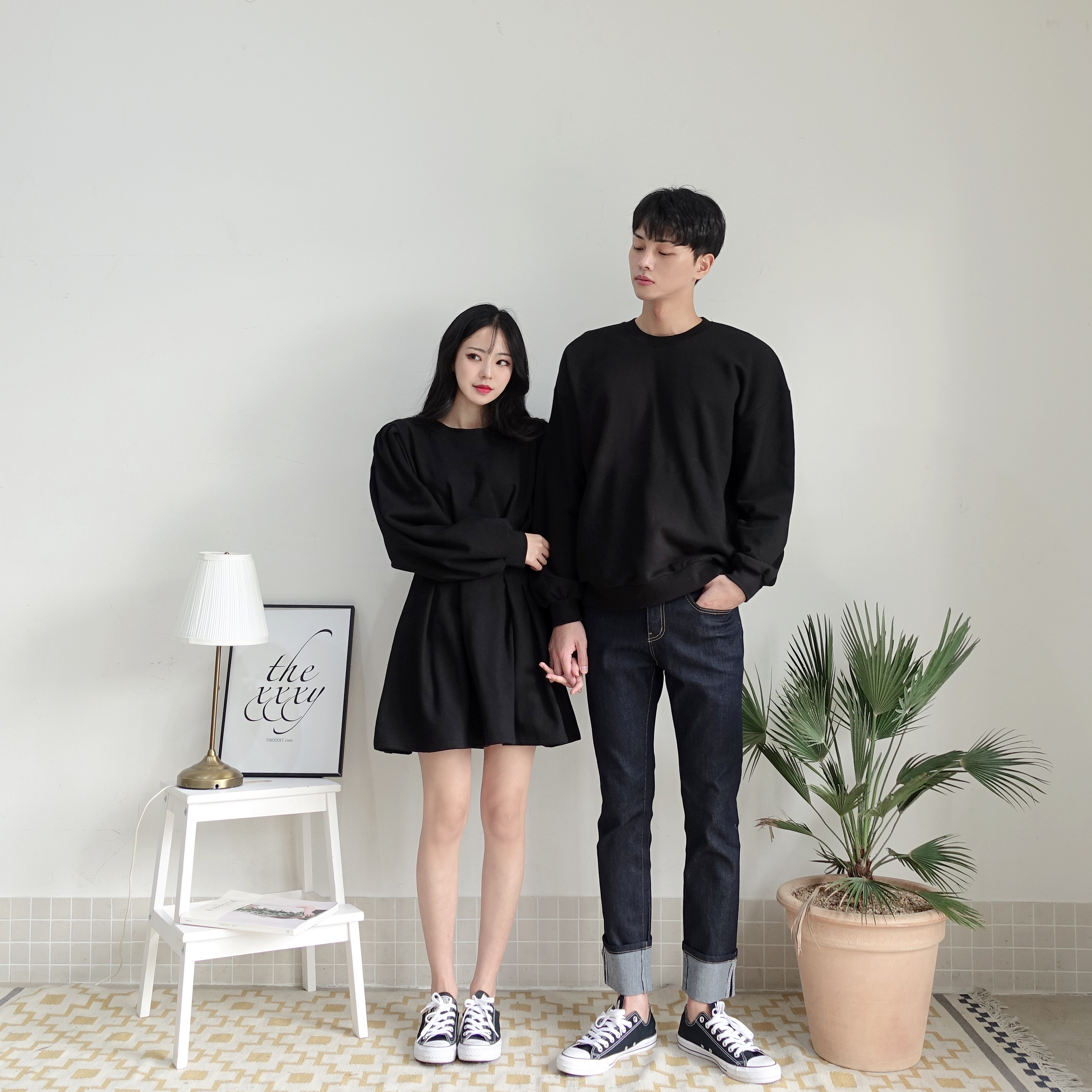 THankus 情侶裝｜落肩衛衣與蓬袖洋裝-商品資訊圖3