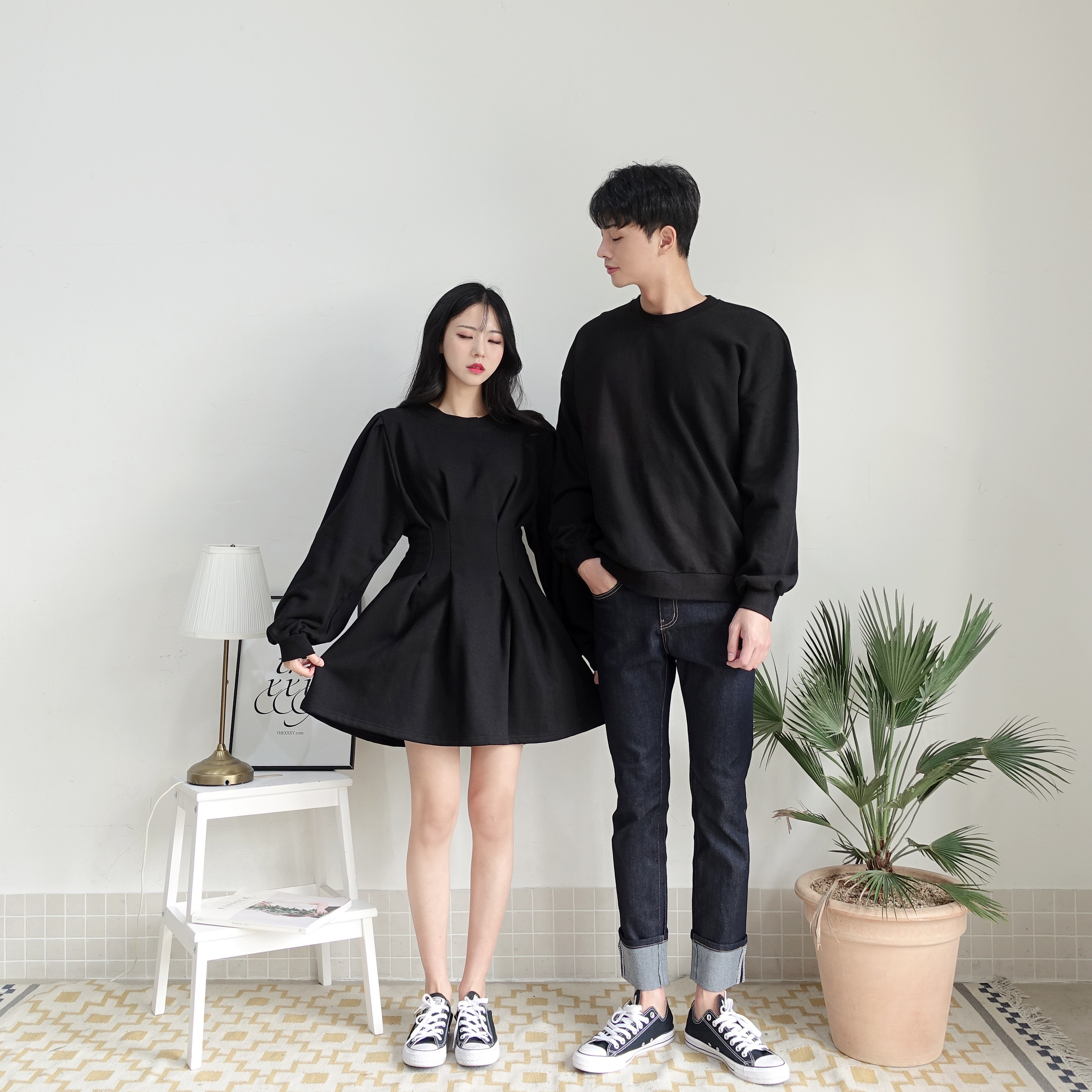 THankus 情侶裝｜落肩衛衣與蓬袖洋裝-商品資訊圖4