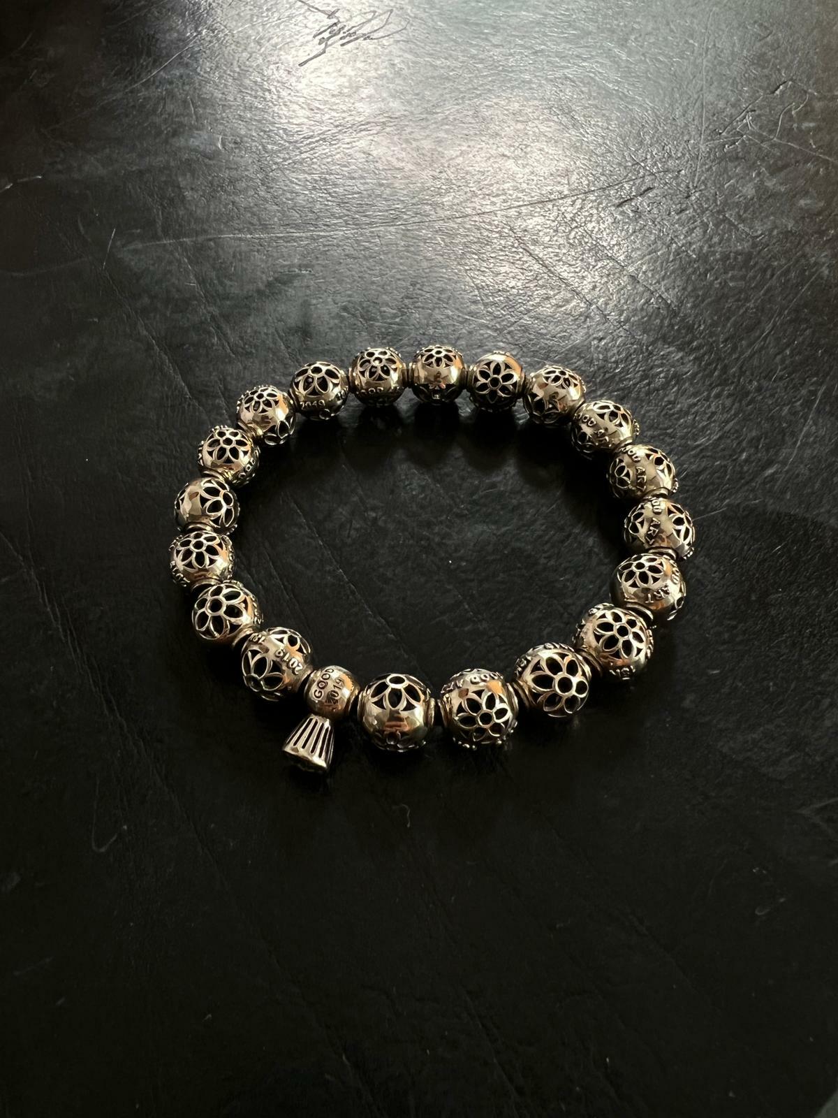 GA 18K white gold Stretchy bead bracelet 2A 17wrist