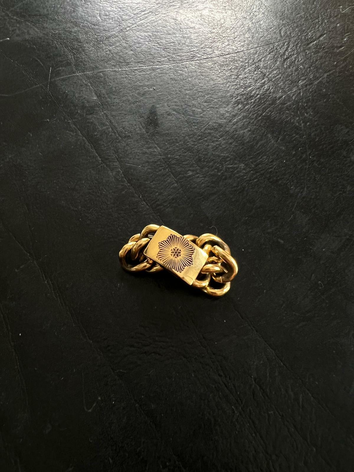 GA 22K Curb Chain ID Ring w/ Rosette Burst US6.5