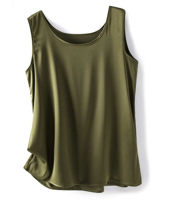 圓領無袖仿緞背心 十二色