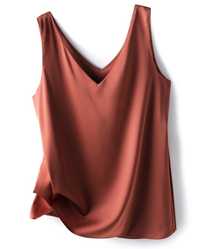 雙V領無袖仿緞背心 八色
