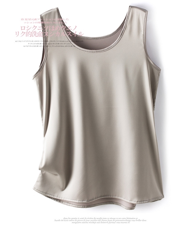 圓領無袖仿緞背心 十二色