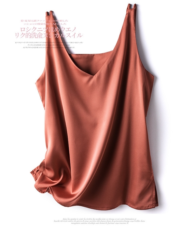 V領雙吊帶仿緞背心 九色