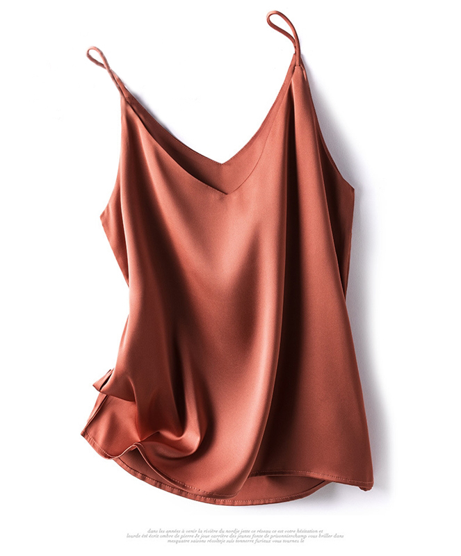 雙V領細吊帶仿緞背心 九色