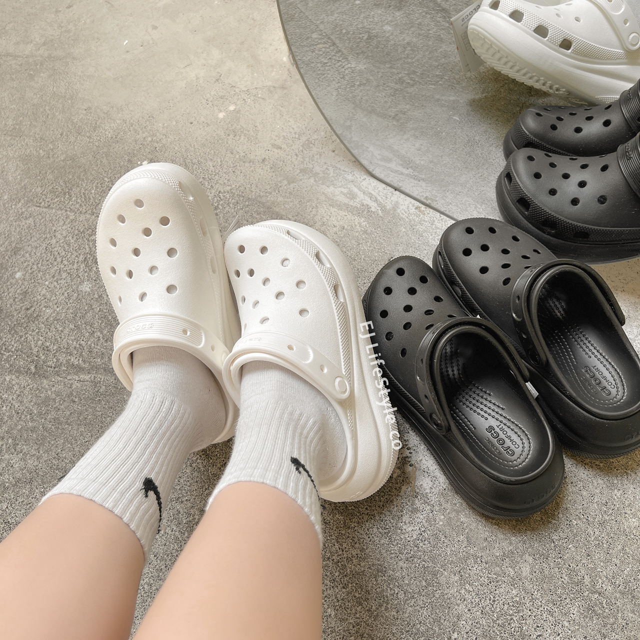 CROCS CLASSIC CRUSH CLOG  泡芙 洞洞鞋 涼鞋 厚底 黑 奶茶 白 粉 207521 / 現+預