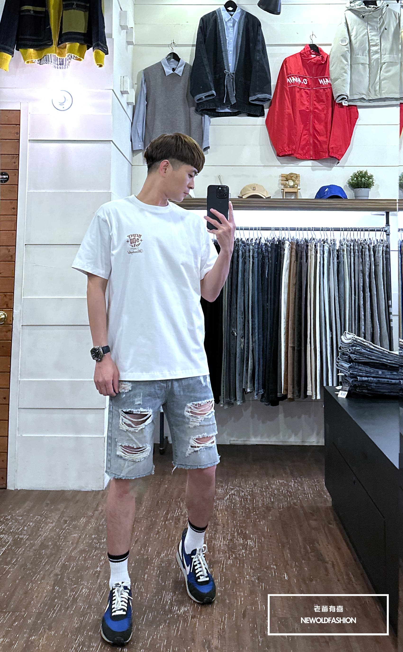 『新品上市』重磅五洞破壞不修邊牛仔短褲(NOF2303212)