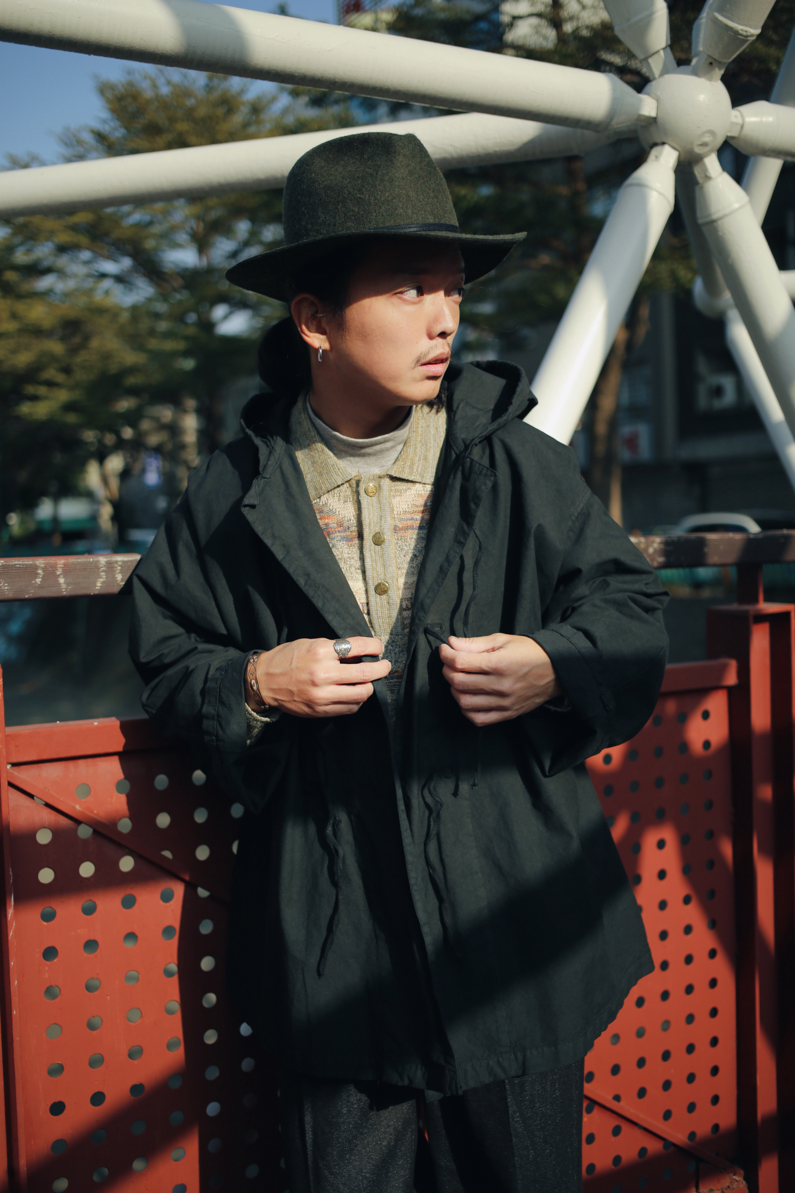 Italian military snow parka, black dyed/古著義大利軍雪地著用連帽風衣