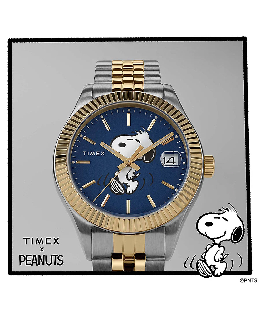 萬年鐘錶 - TIMEX  x Peanuts  天美時   限定 SNOOPY復古半金不鏽鋼女錶  TW2V47500  錶徑34MM