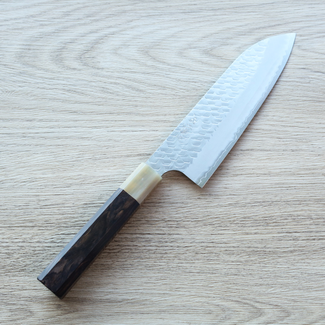 二唐刃物 三德 180mm SG2粉末HSS鋼 磨鎚目