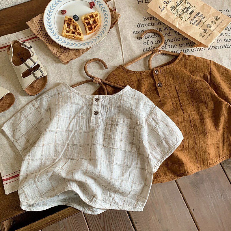 日系單口袋格子五分褲