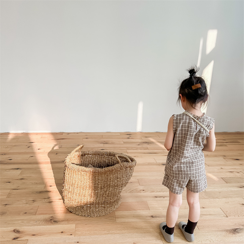 小文青格子背心套裝