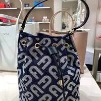 [S] FURLA WB00484 BX0702 0591S CLIO S DRAWSTRING BUCKET BAG,TONI BLUE DENIM/NERO, 8050597093734 (SF186)