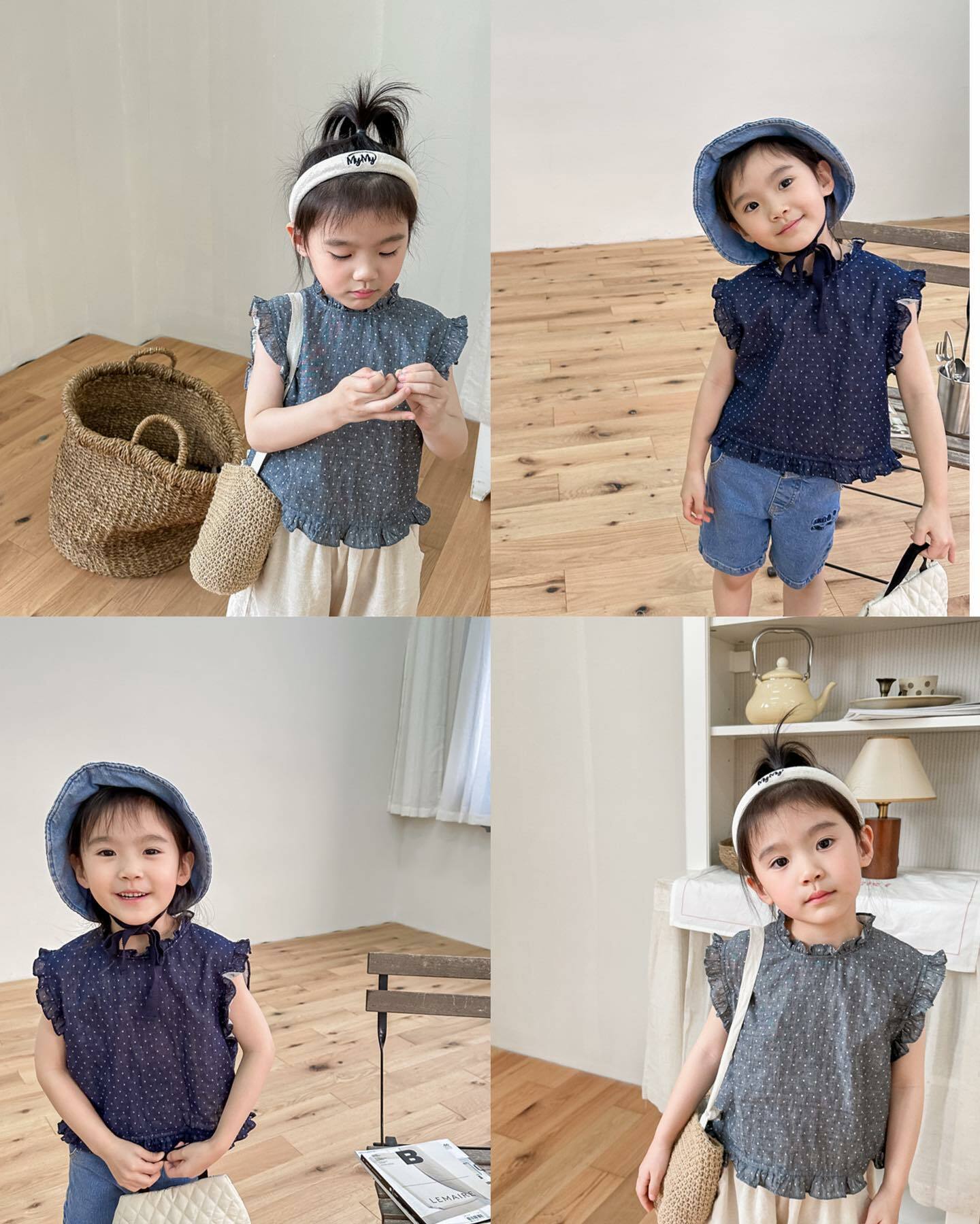 小波點荷葉邊上衣