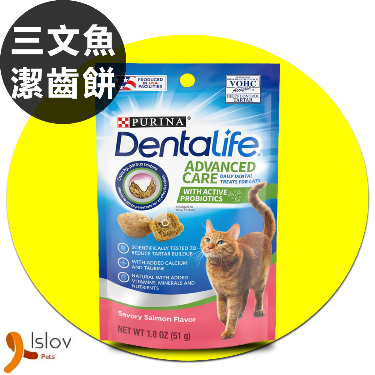 PURINA - Dental Life 貓零食 高效潔齒餅( 三文魚味) 51克