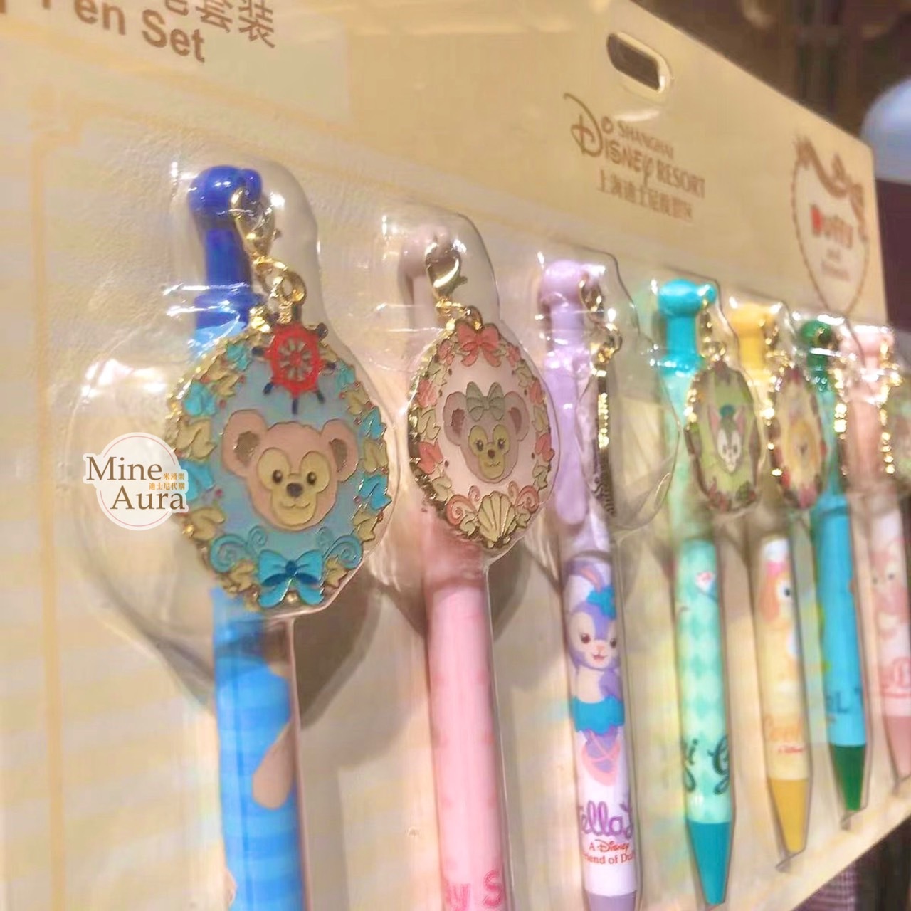 達菲 Duffy 和朋友們系列 墜飾造型 圓珠筆 7入組 -上海迪士尼樂園