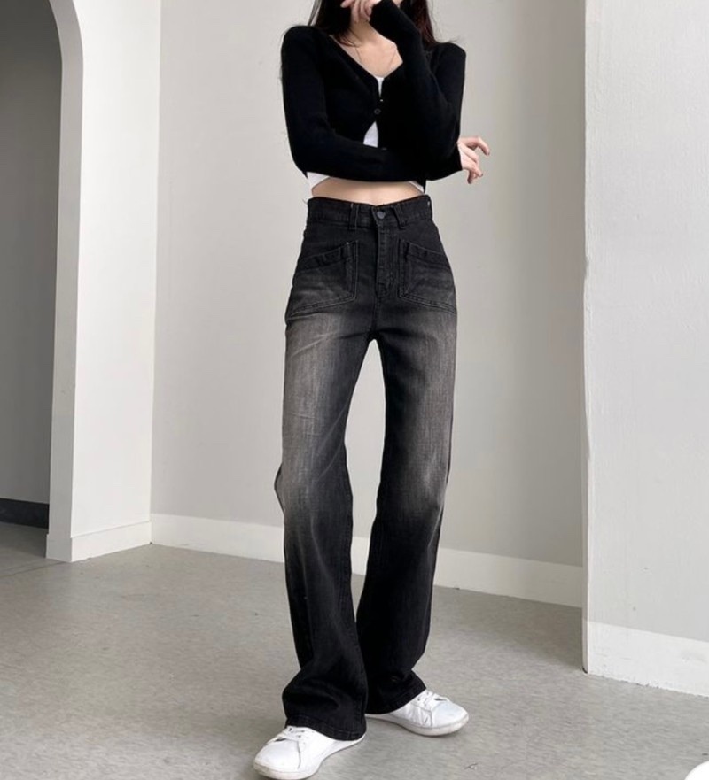 KR Y2K 漸變色牛仔微喇叭褲 2 COLORS