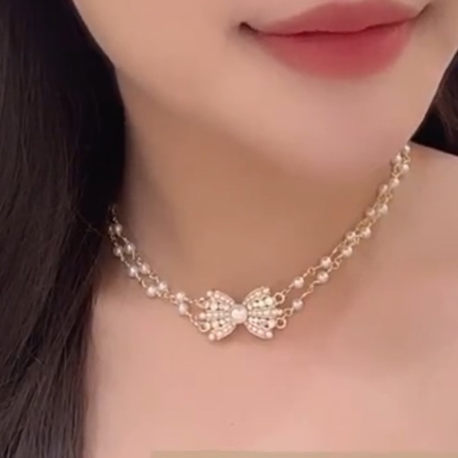 溫柔．蝴蝶結珍珠頸鏈