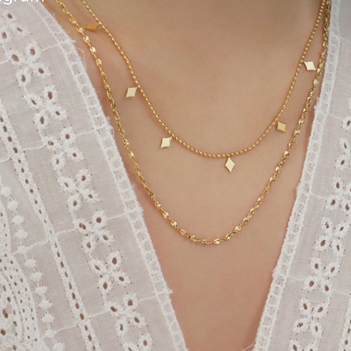 【鈦鋼】滿天星．片狀雙層頸鏈