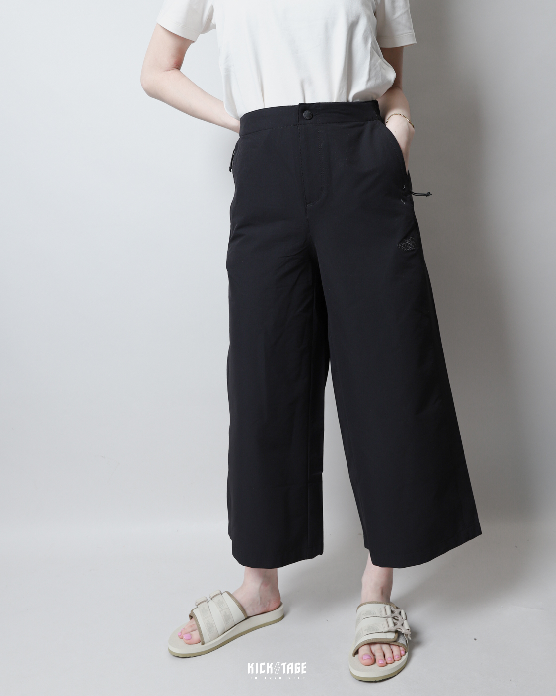 **特價商品售出不退換**女款 THE NORTH FACE W SIGHTSEER WIDE LEG 黑色 軍綠 九分寬褲【NF0A7WBX】
