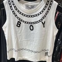 [S] BOYLONDON CHAIN BOY PRINT SLEEVELESS TOP,WHITE, B62SL07F800 (SBB204)