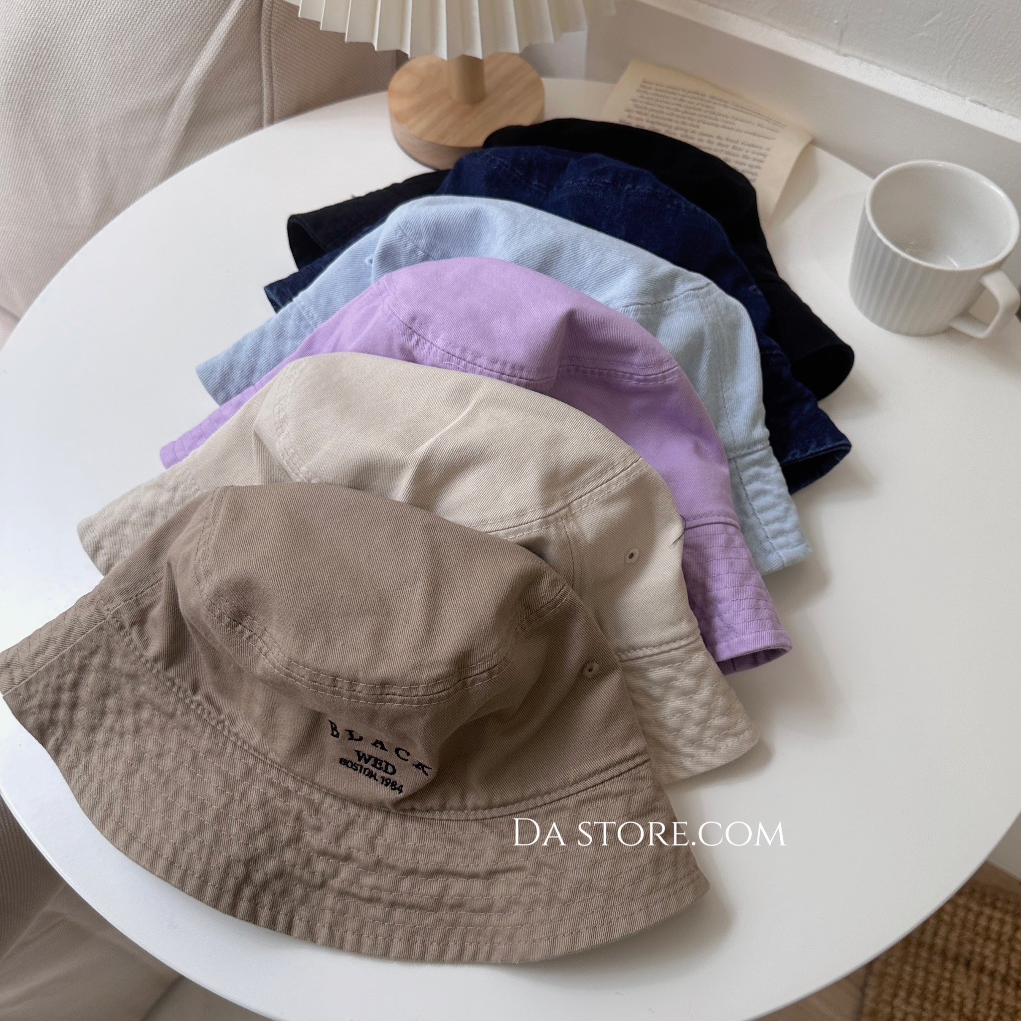 正韓BLACK刺繡漁夫帽/七色