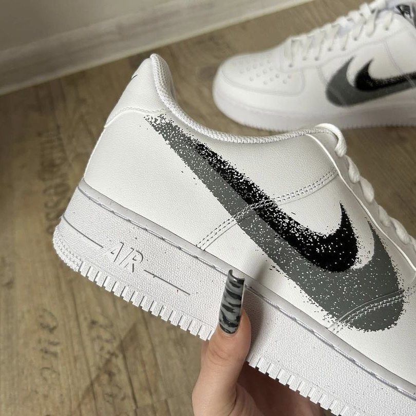 NIKE AIR FORCE 1 黑灰 白 潑墨 雙勾 堆疊 男鞋 FD0660-100 / 預購