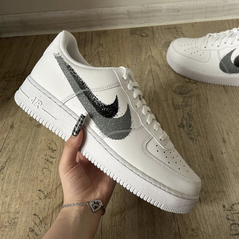 NIKE AIR FORCE 1 黑灰 白 潑墨 雙勾 堆疊 男鞋 FD0660-100 / 預購
