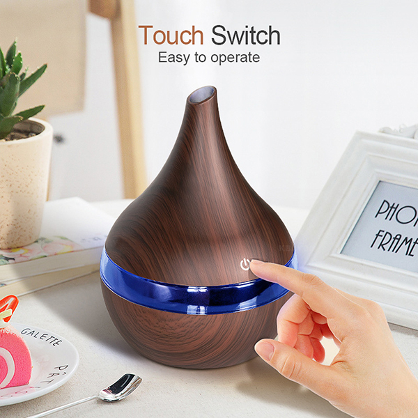 Korea JK New Dark Wood Grain 300ml Humidifier Colorful Night Light Aroma Diffuser Atomizer USB Household Humidifier Hydrating Instrument Desktop Humidifier (J0891)