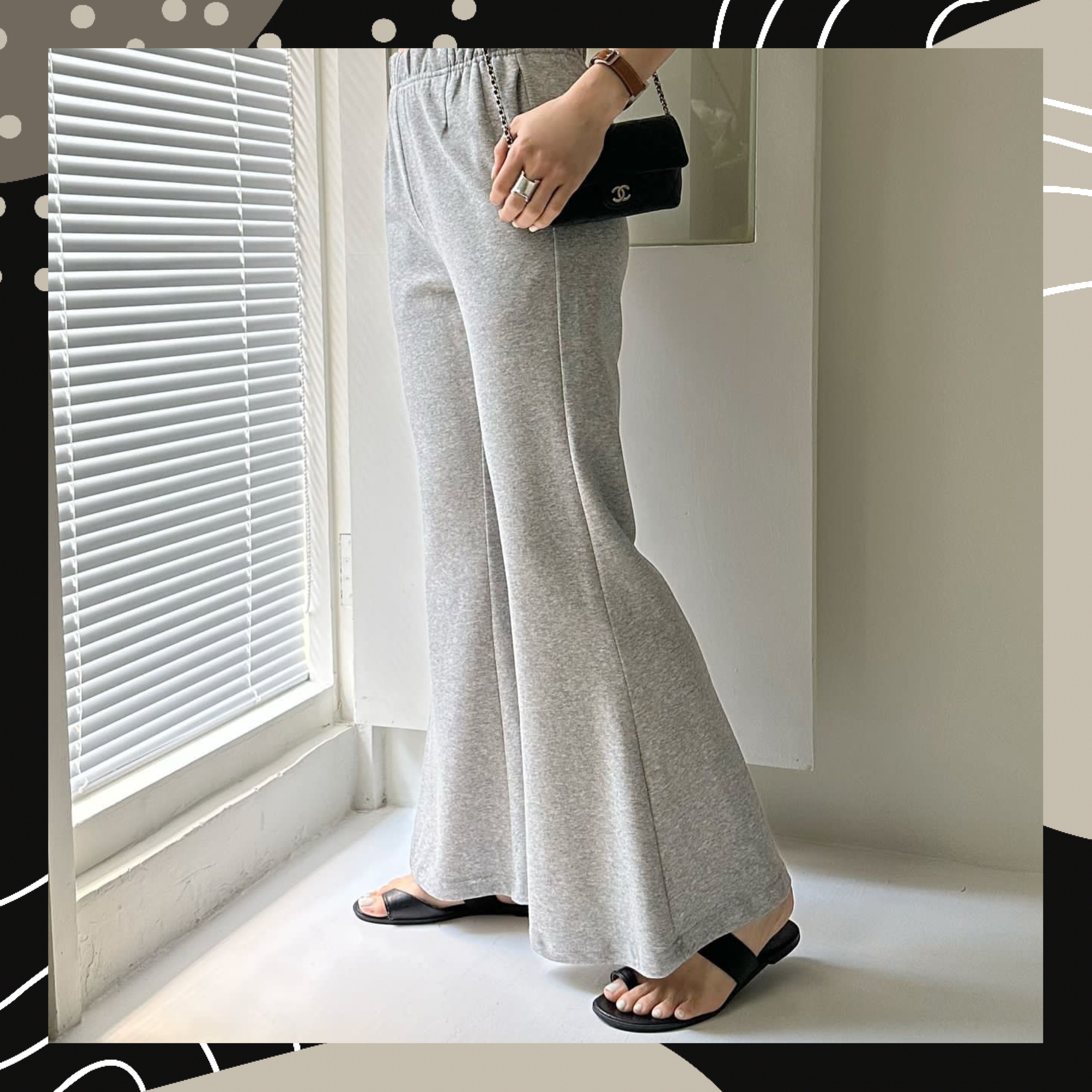 【BONNIE】全橡筋腰微喇叭棉褲