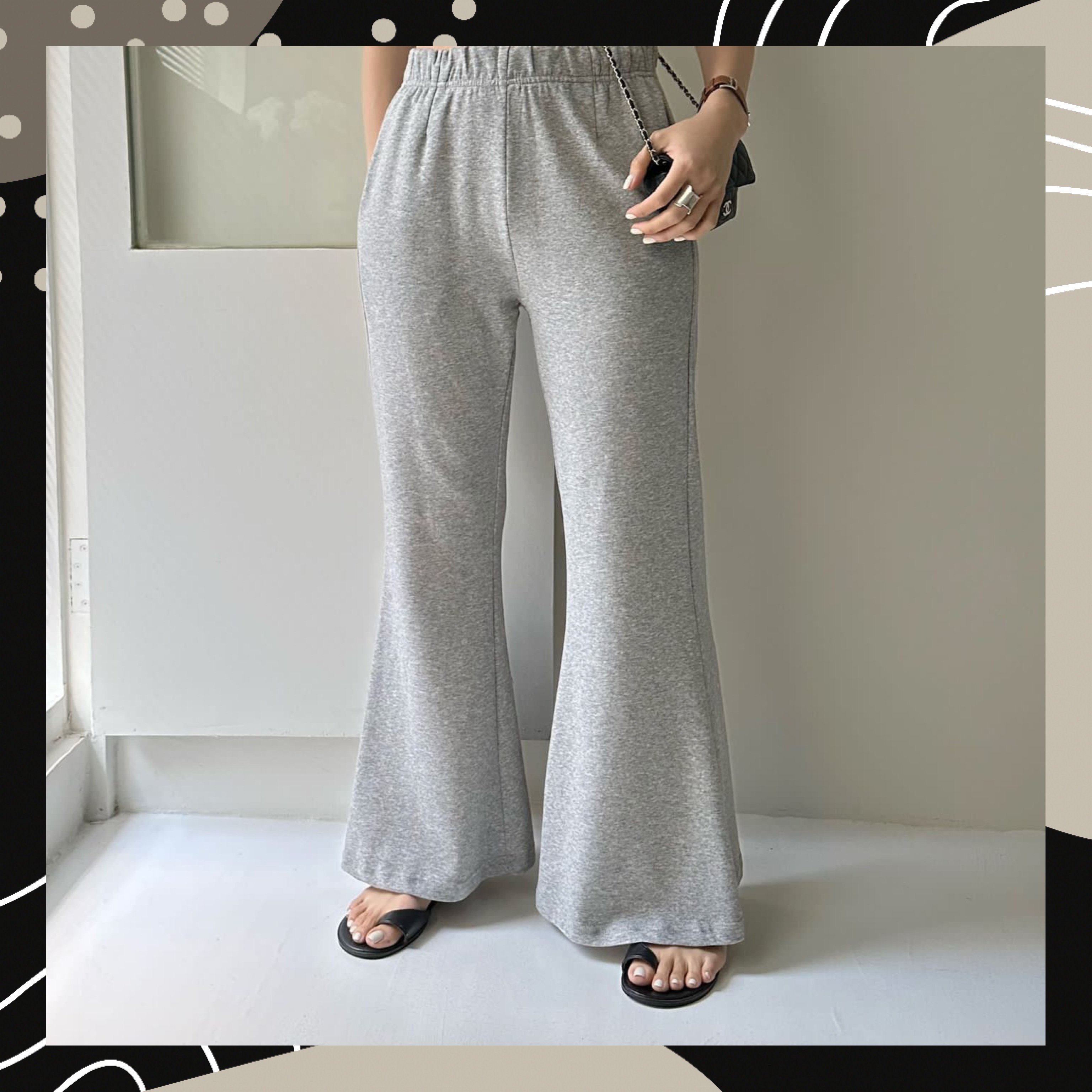 【BONNIE】全橡筋腰微喇叭棉褲