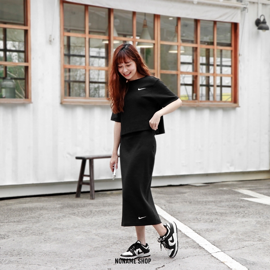 NIKE W NSW 羅紋 短版 短T 長裙 兩色 (女款)