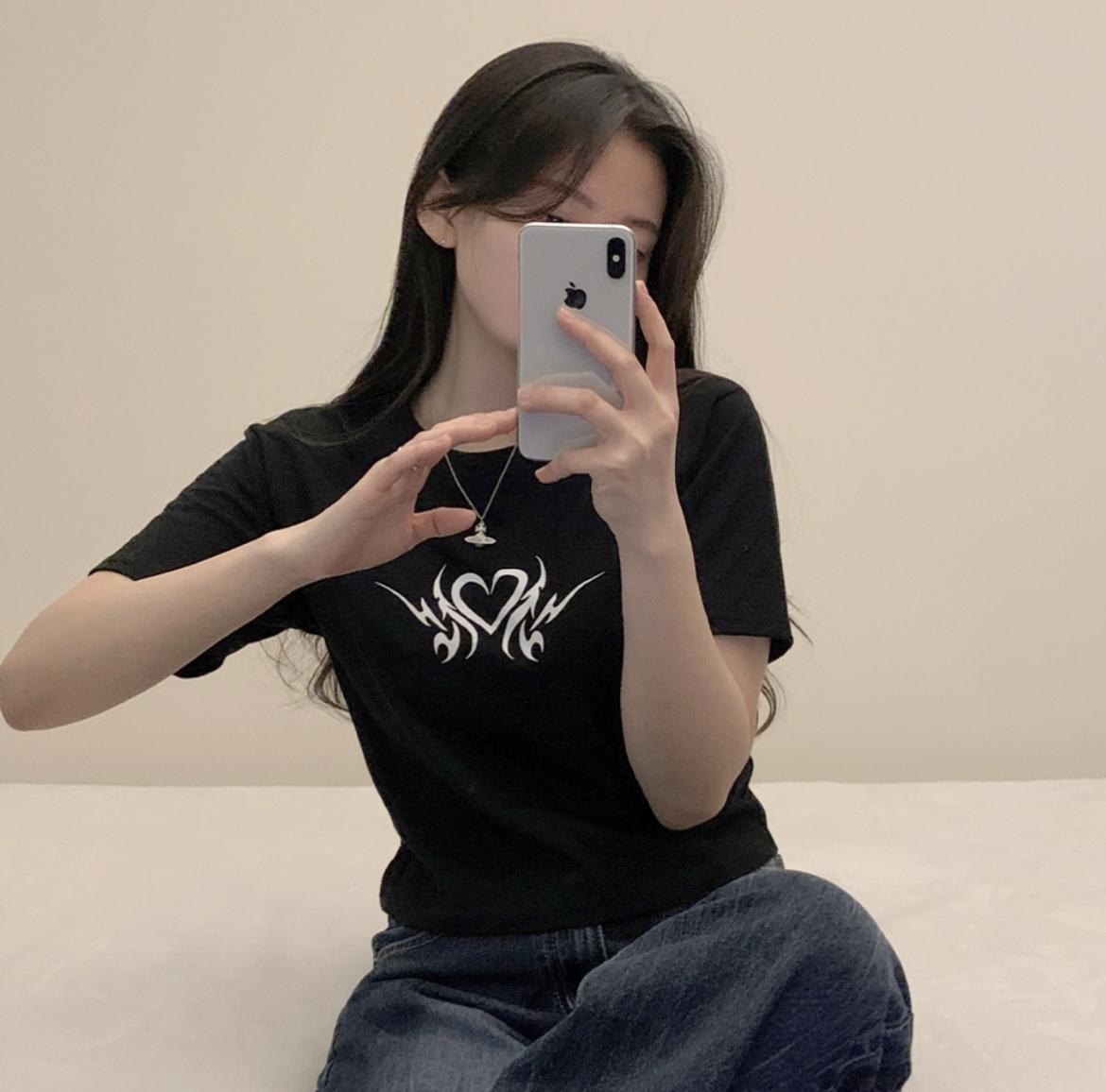 現貨 KR Y2K FIRE HEART CROP TEE 3 COLORS