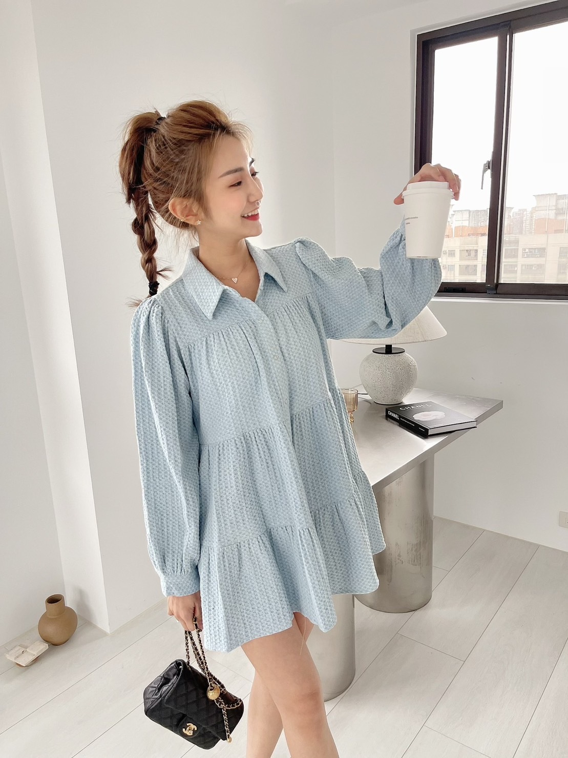 🔥03.22直播新品］💥闆娘最愛ㄉ丹寧洋］🇰🇷正韓超可愛減齡兩穿美美單寧牛仔洋裝（有口袋/可當襯衫穿，淺藍/兩色）