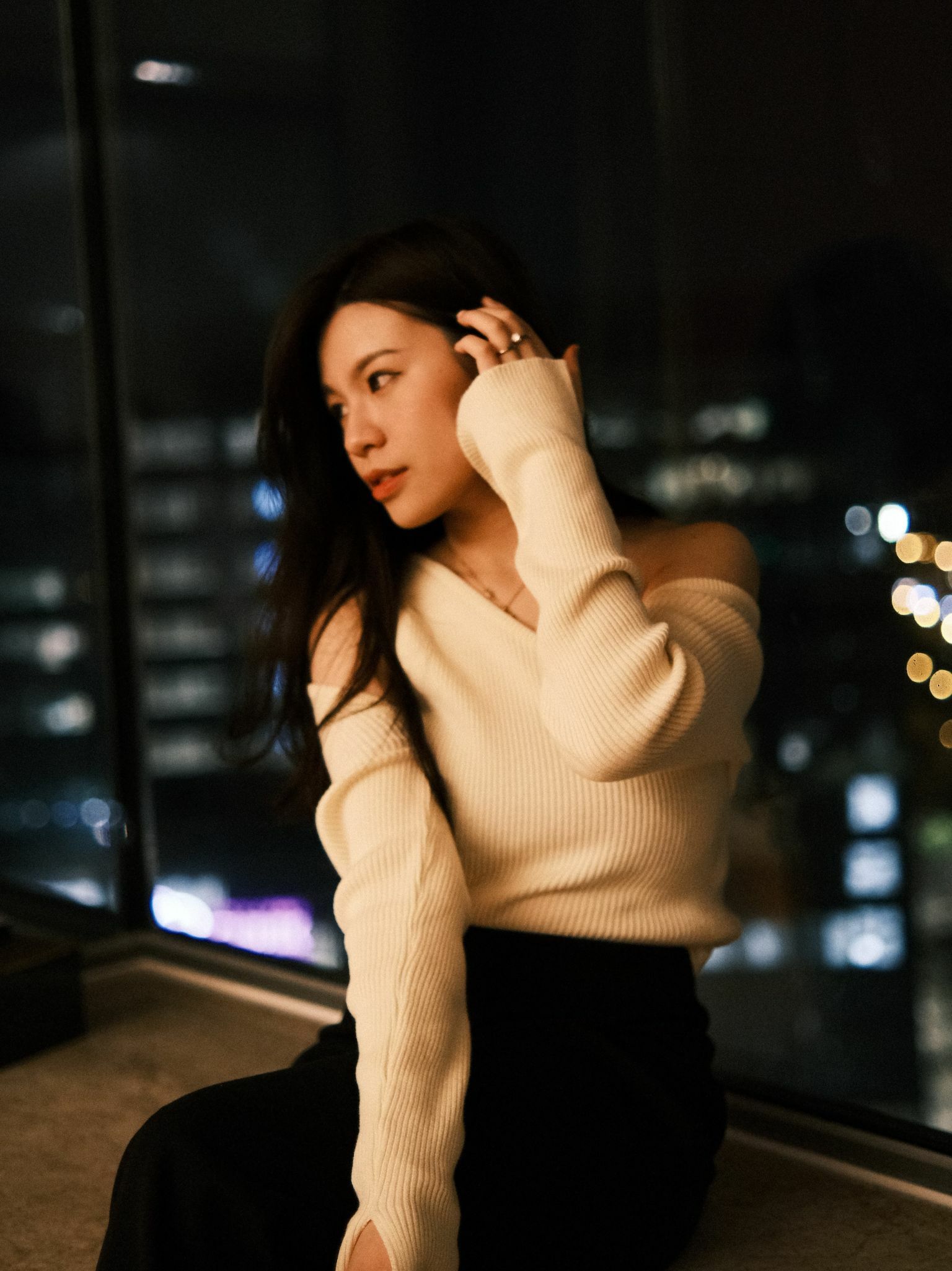 斜膊針織上衣套裝 // 七色入